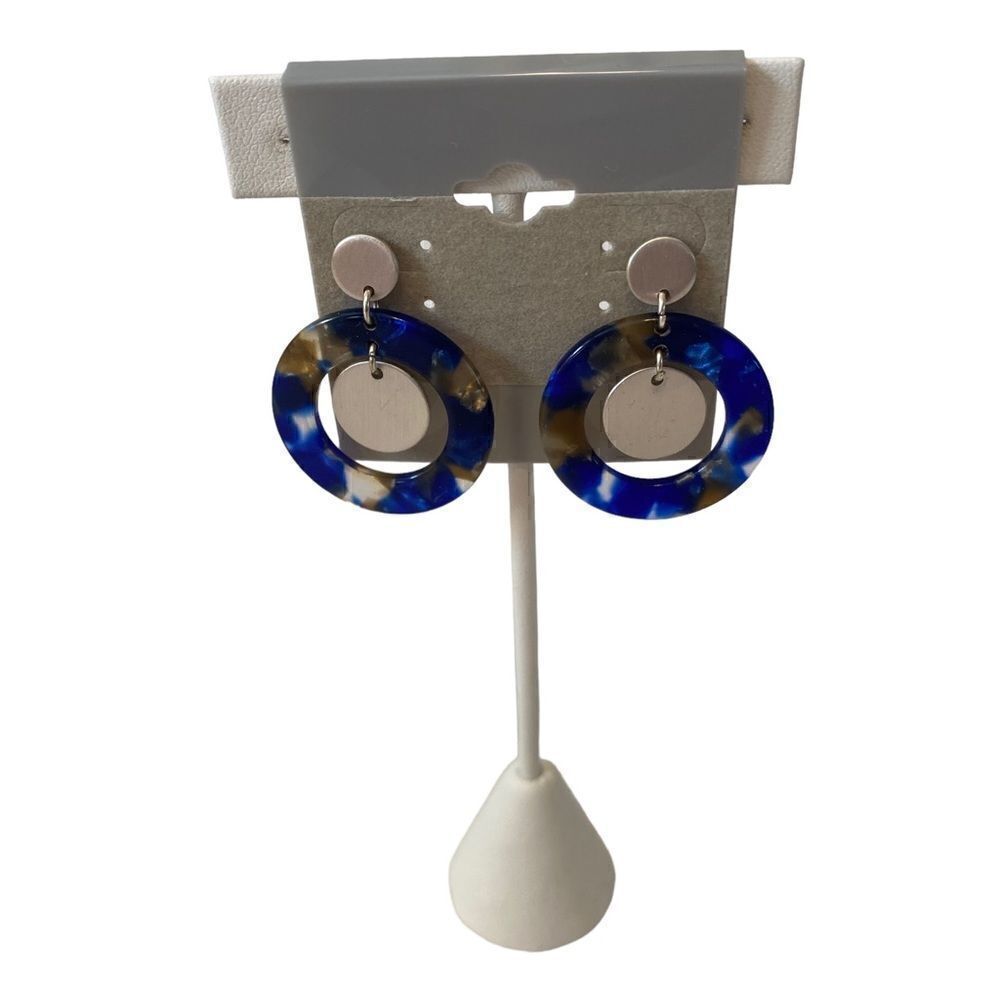 Marbled Blue Earrings w/ silver colored posts. Very Pretty & Unique